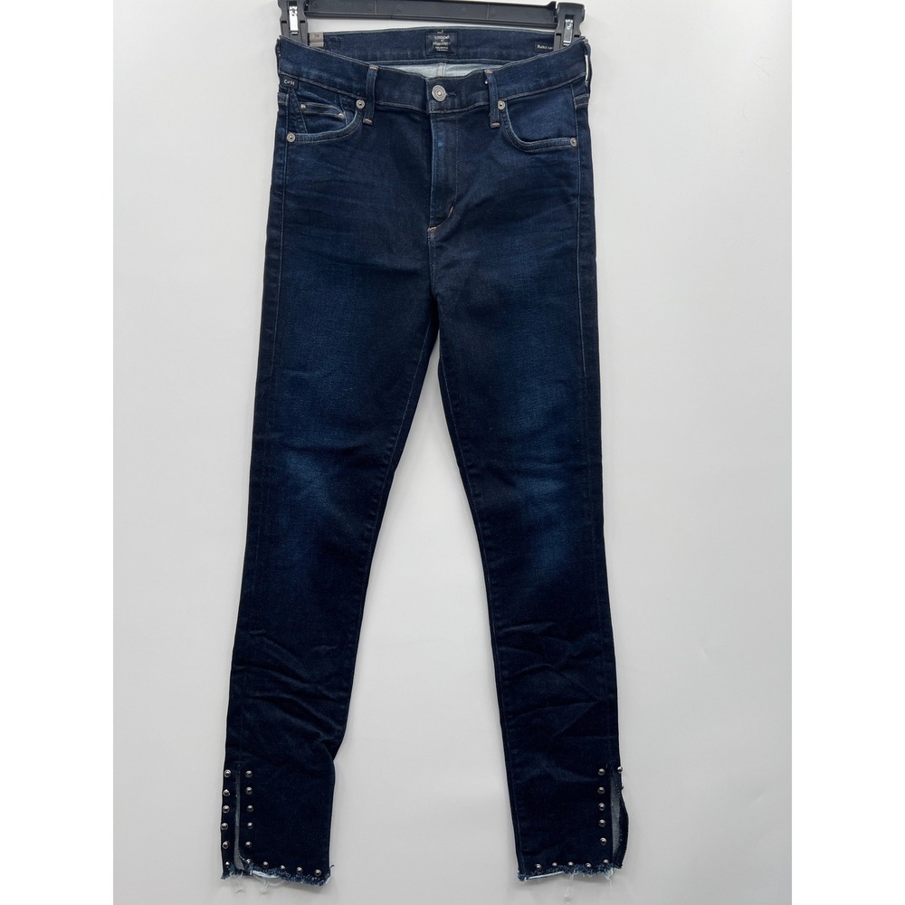 CITIZENS OF HUMANITY‎ Rocket Ankle High Rise Skinny Jeans Studded Hem Size 28